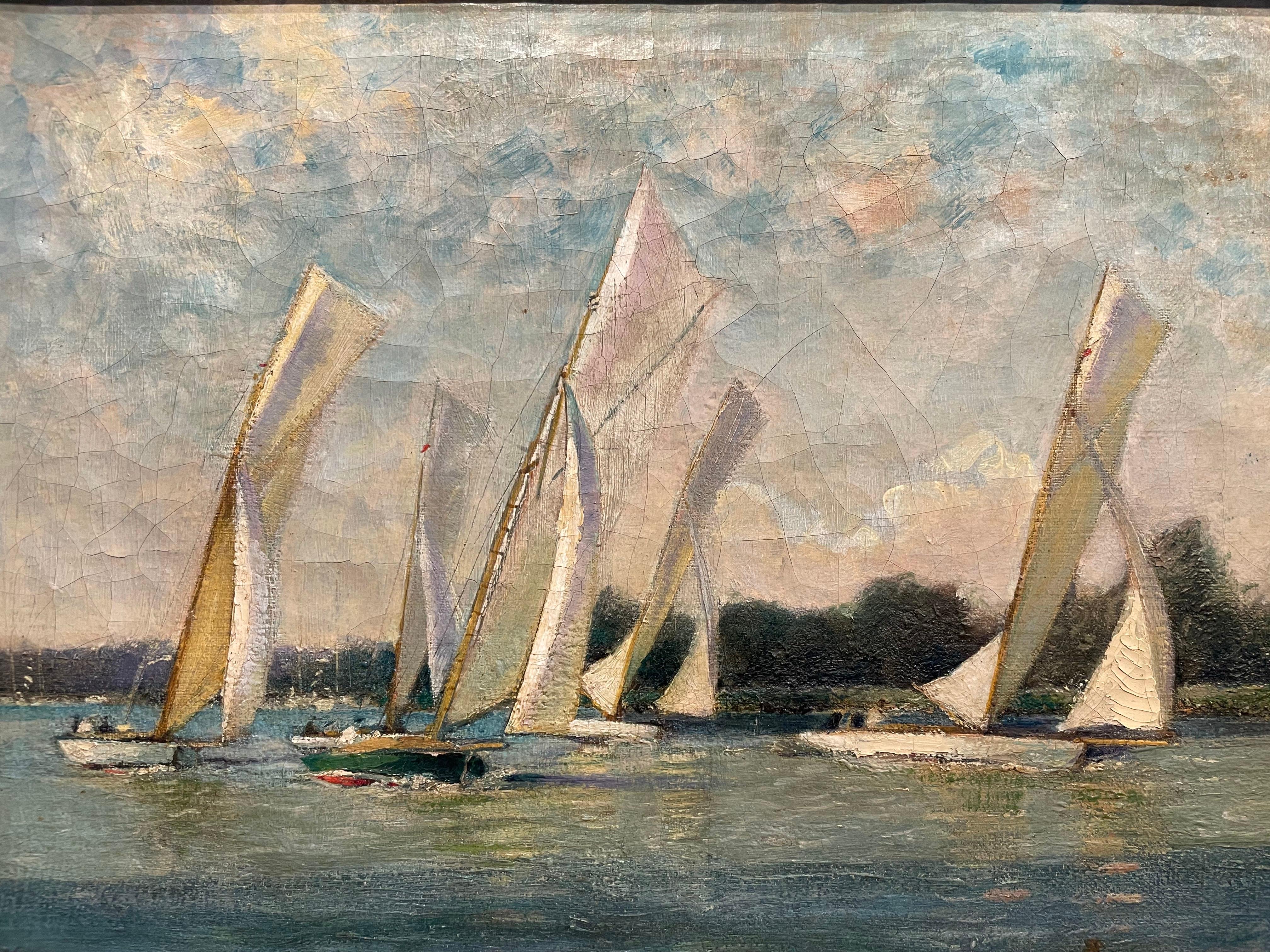 Navegando por los Norfolk Broads, paisaje marino británico de principios del siglo XX con veleros en venta 4