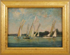 Sailing the Norfolk Broads, Paesaggio marino britannico dei primi del Novecento con barche a vela