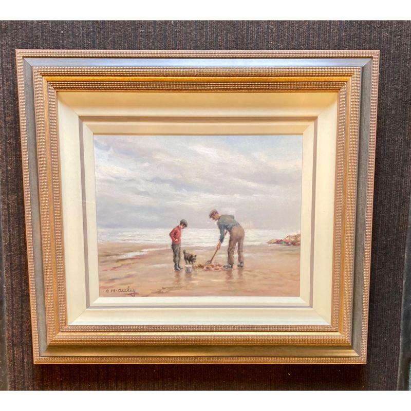 Charles McAuley 1919/1999. Oil Painting On Canvas.

Northern Ireland.
(Digging For Worms )
Beautiful Frame and Behind glass so in perfect condition.
Frame size 29ins x 24.5ins.
Canvas size 17ins x 13ins

Charles McAuley (1910–1999) was an