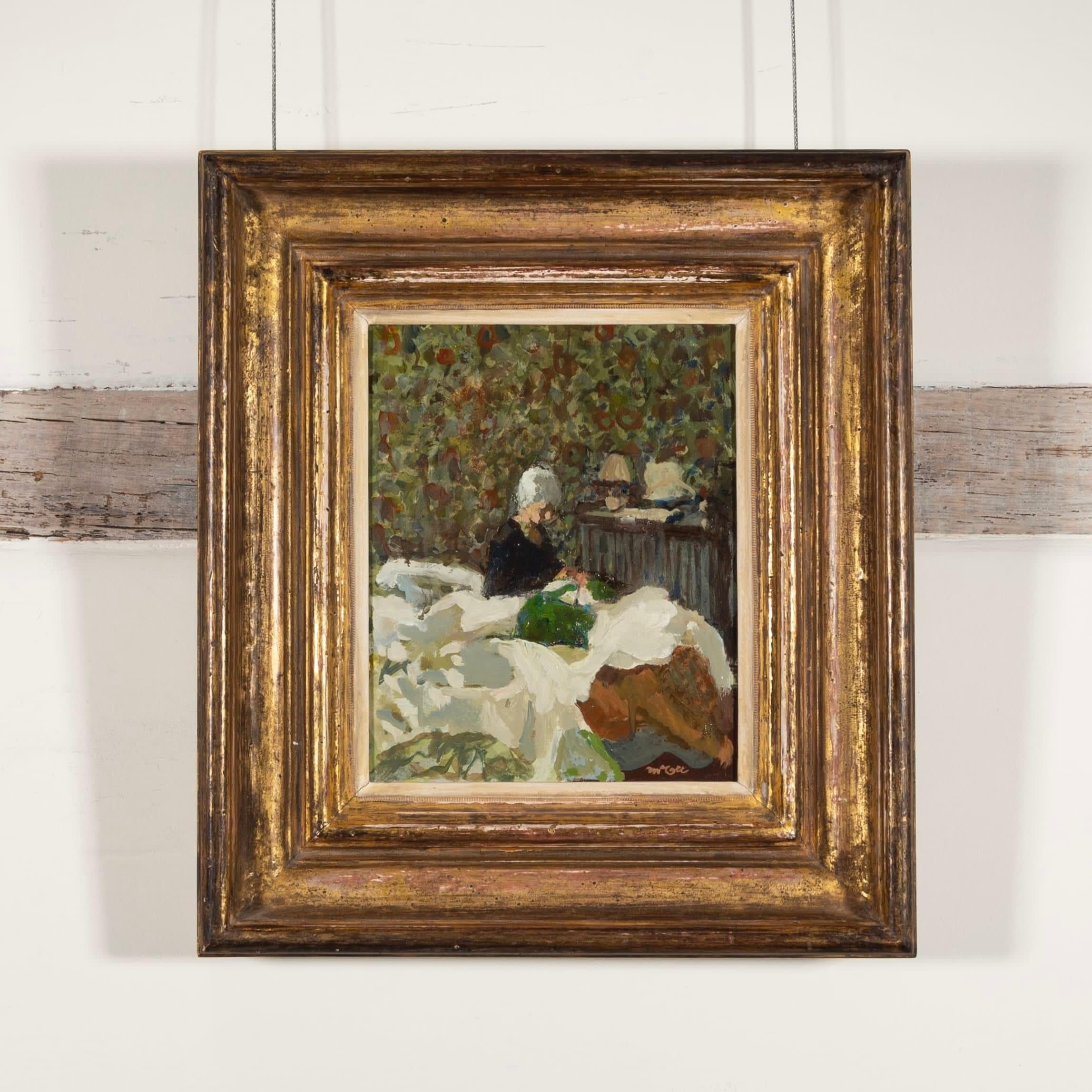 La borsa verde, dipinto olio su tavola di Charles McCall in vendita 1
