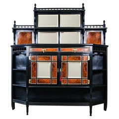 Charles Meeking & Co London Victorian Walnut Mirrored Chiffonier Hall Stand