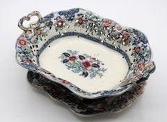 Charles Meigh and Son "Gem" Marked Strawberry Bowl and Undertray
