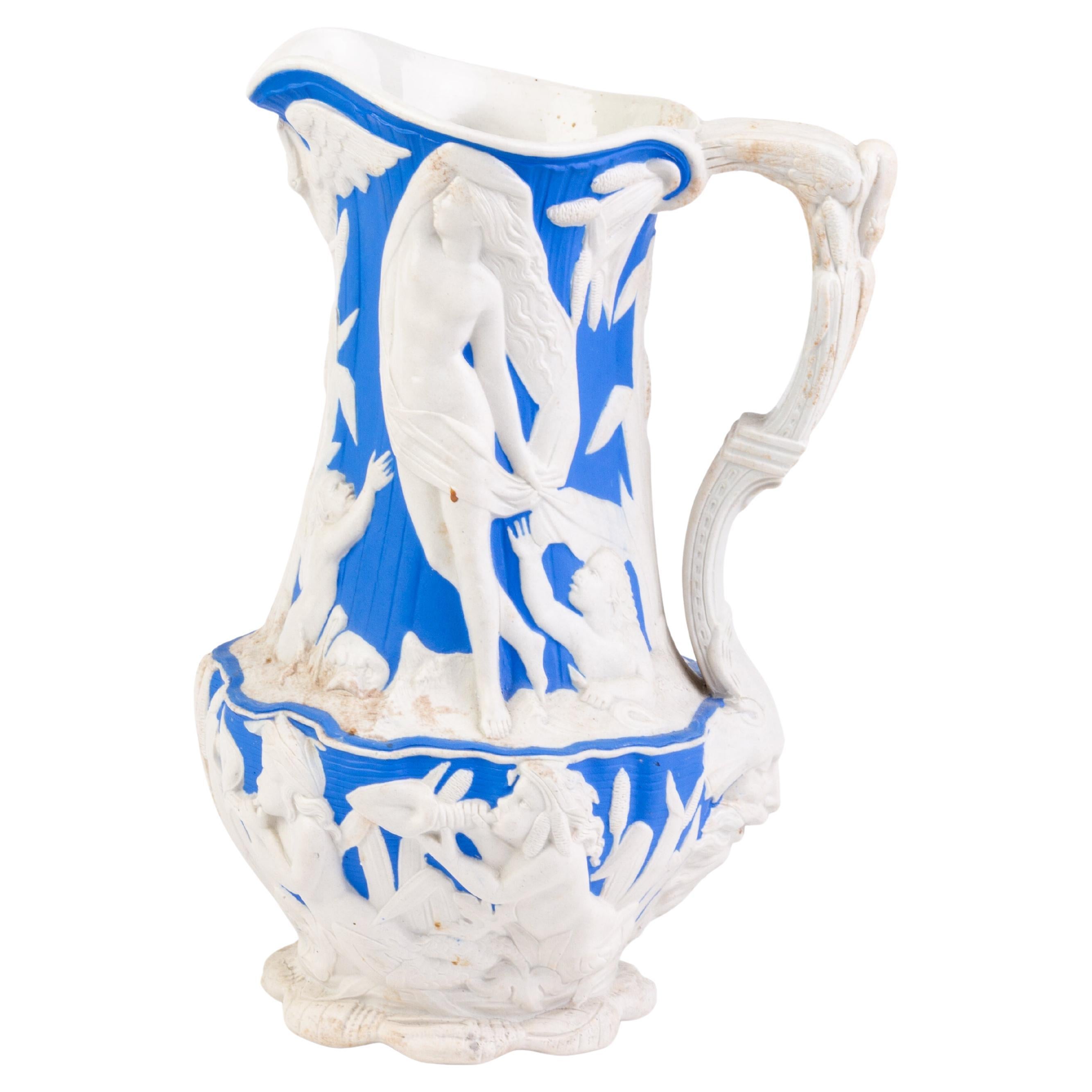Charles Meigh English Staffordshire Relief Moulded Jug Mid 19th Century  For Sale