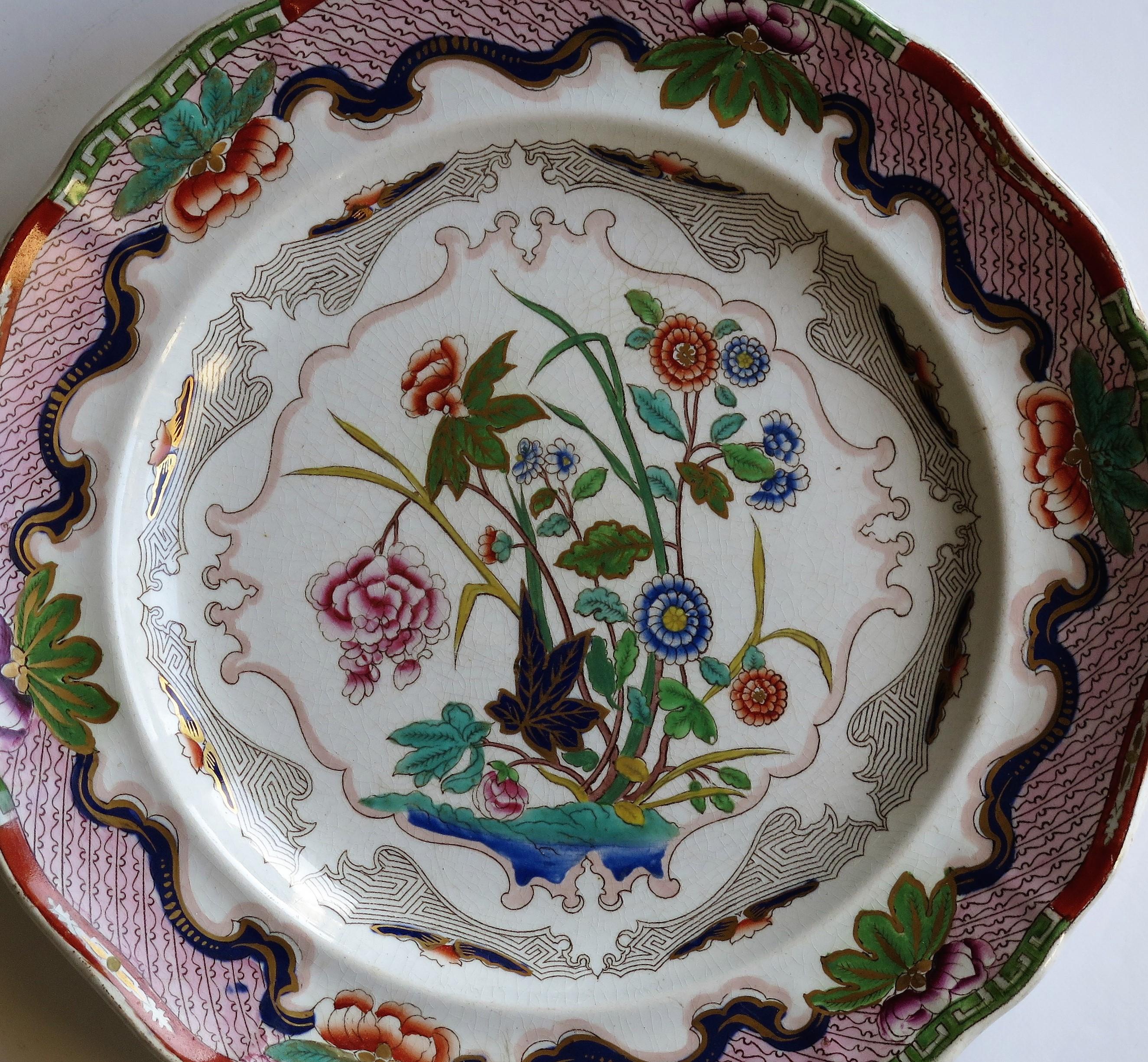 Charles Meigh Ironstone Plate Hand Painted Floral Pattern No. 422, circa 1840 6