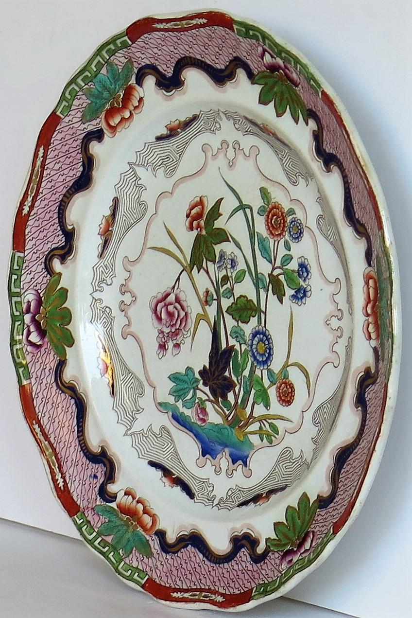 Charles Meigh Ironstone Plate Hand Painted Floral Pattern No. 422, circa 1840 In Good Condition In Lincoln, Lincolnshire
