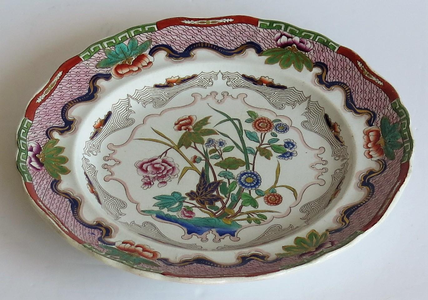 Charles Meigh Ironstone Plate Hand Painted Floral Pattern No. 422, circa 1840 2