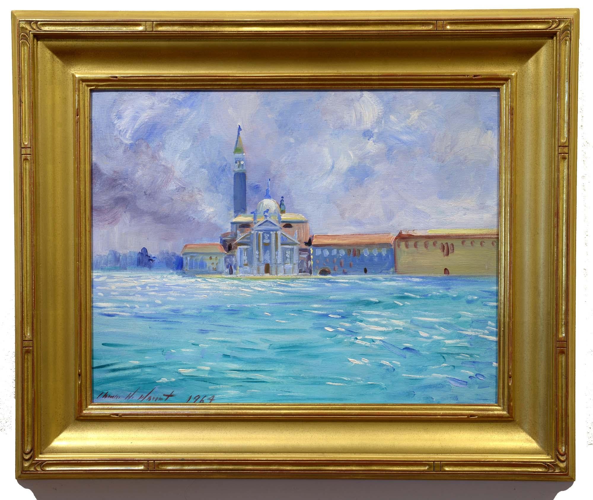 San Giorgio Maggiore, Venedig, Italien, amerikanischer Impressionist, Öl – Painting von Charles Merrill Mount