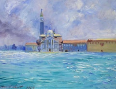 San Giorgio Maggiore, Venice, Italy, American Impressionist, Oil