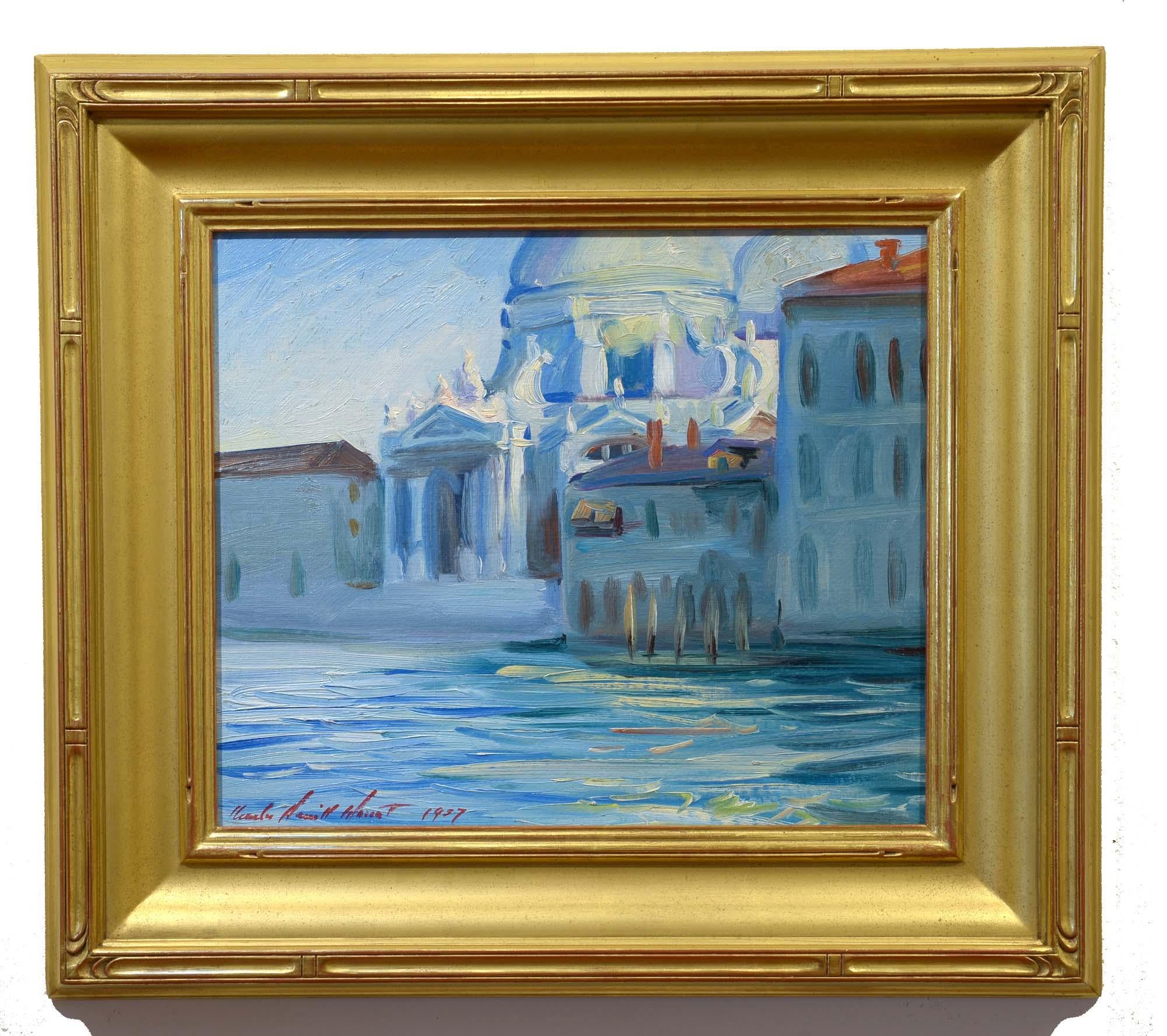 Sunshine Symphony, Venice, Italy, Impressionist, oil, canals, cityscape - Painting by Charles Merrill Mount