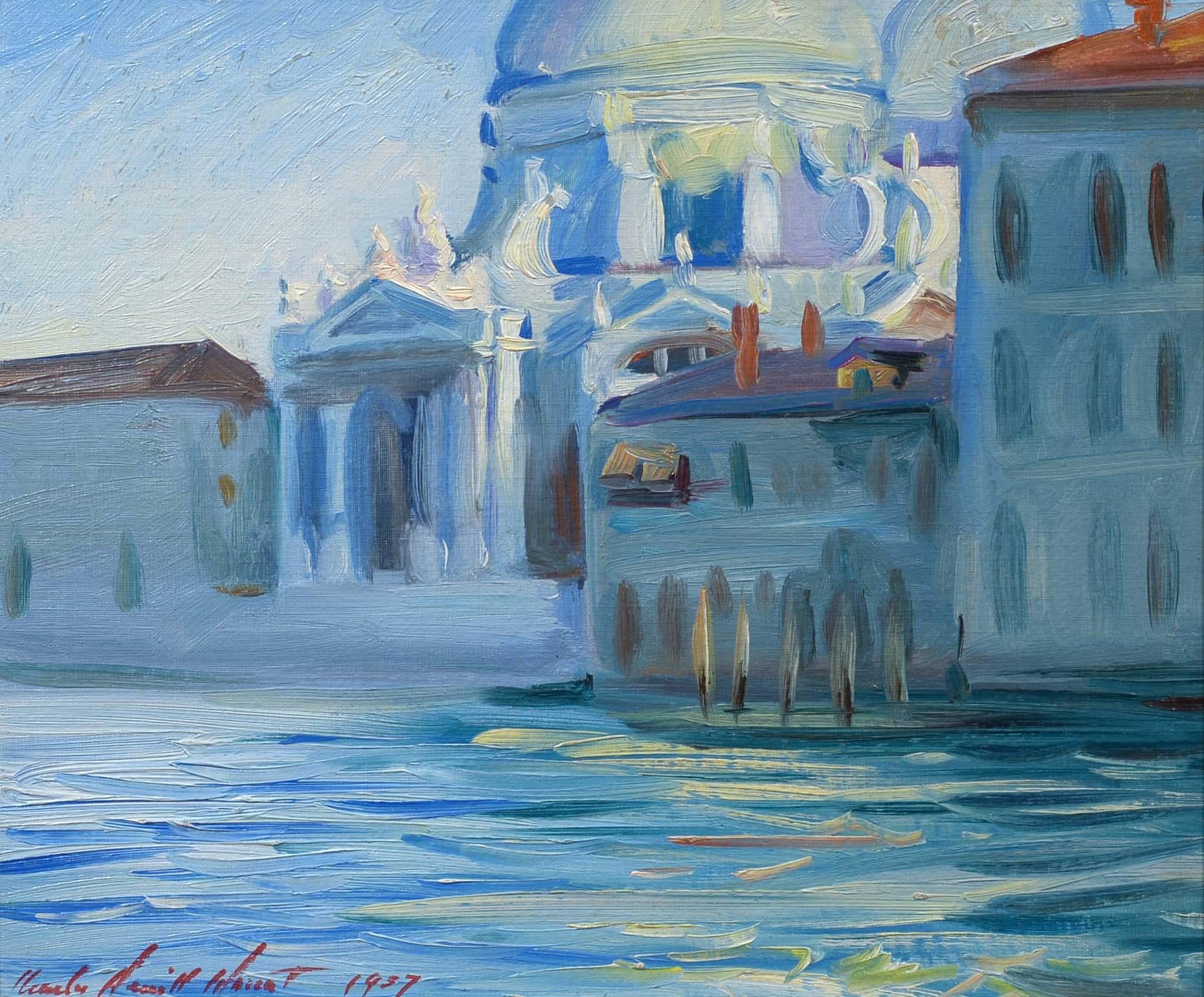 Charles Merrill Mount Landscape Painting - Sunshine Symphony, Venice, Italy, Impressionist, oil, canals, cityscape