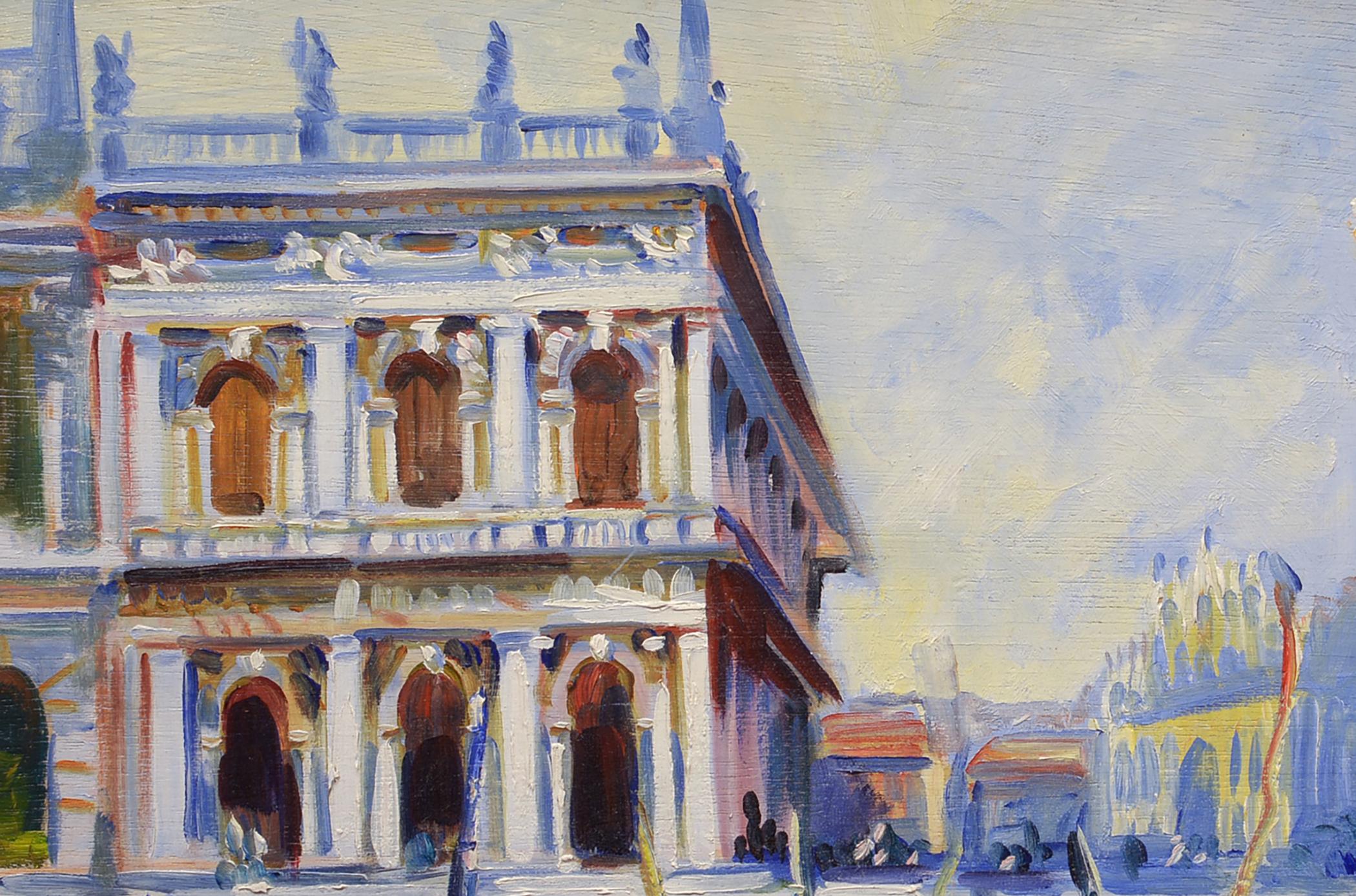 The Piazzetta, Venice, Italy, Gondola, American Impressionist, Oil For Sale 1