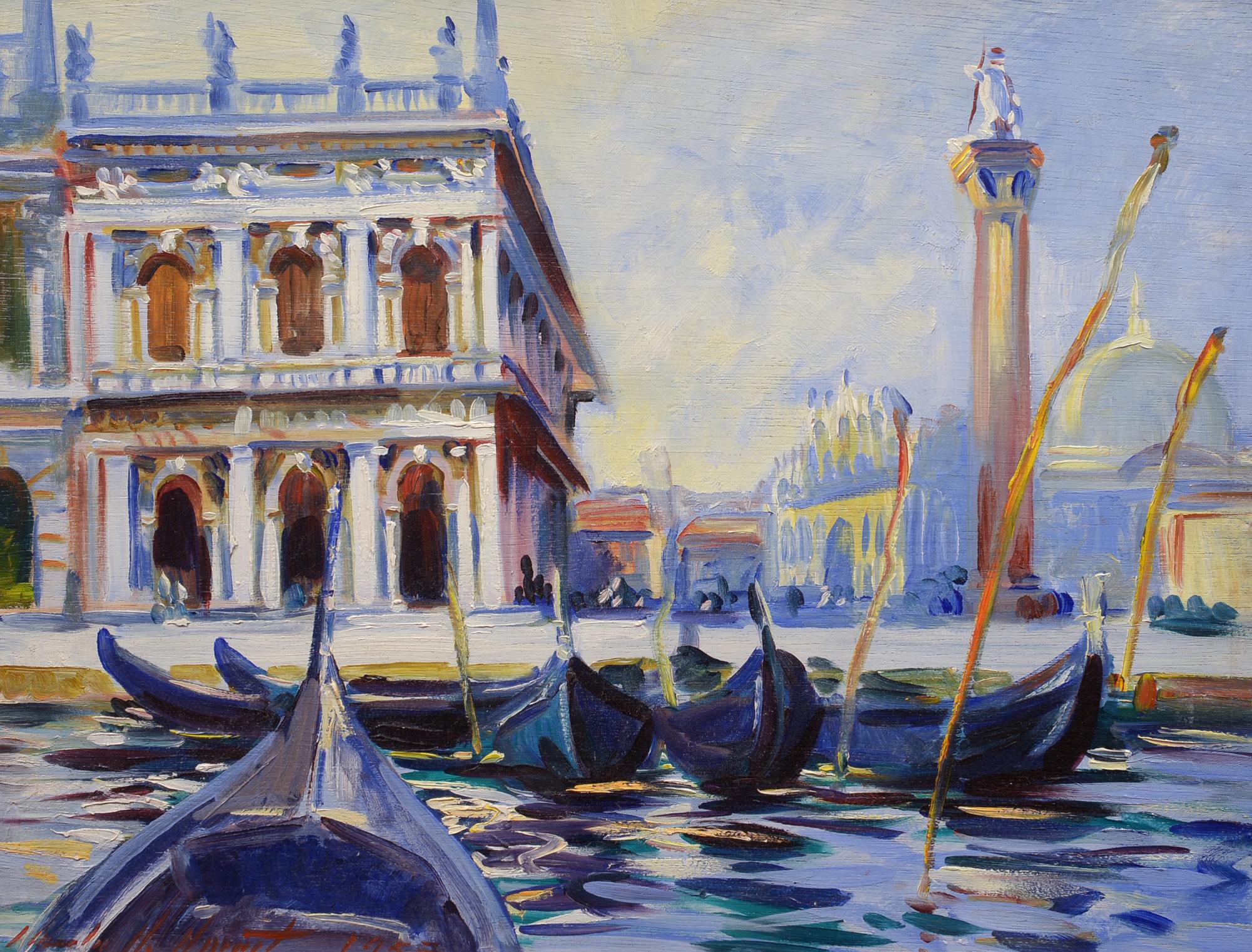 Charles Merrill Mount Landscape Painting - The Piazzetta, Venice, Italy, Gondola, American Impressionist, Oil