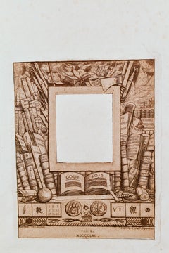 Retro Charles Meryon, "Book Plate Plate Design- 19th Century Paris, 1862" Etching