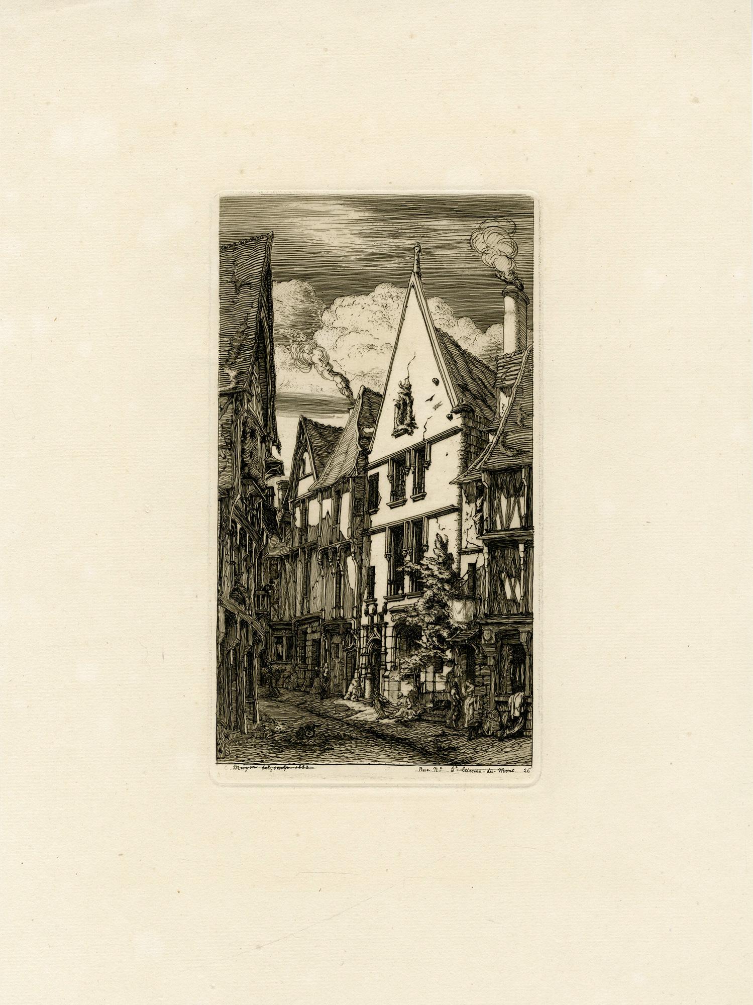 Rue De Toiles, Bourges – Print von Charles Meryon