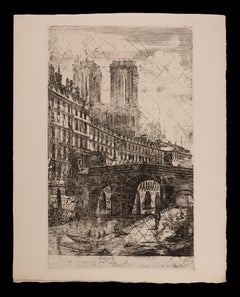 The Little Bridge - Original Etching by Charles Meryon - 1850s