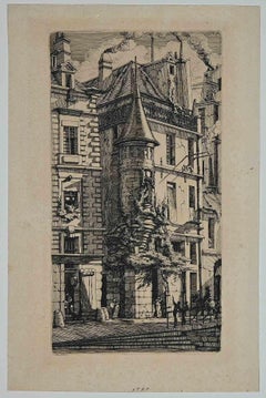 Tourelle de la Rue de la Tixeranderie - Etching by C. Meryon - 1852