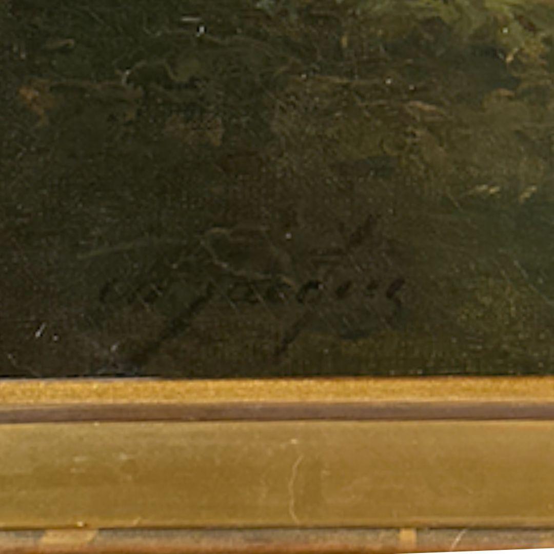 Barbizon School Antique Oil Painting On Canvas 1840s, Size: 20.50″x 25.75″ For Sale 7