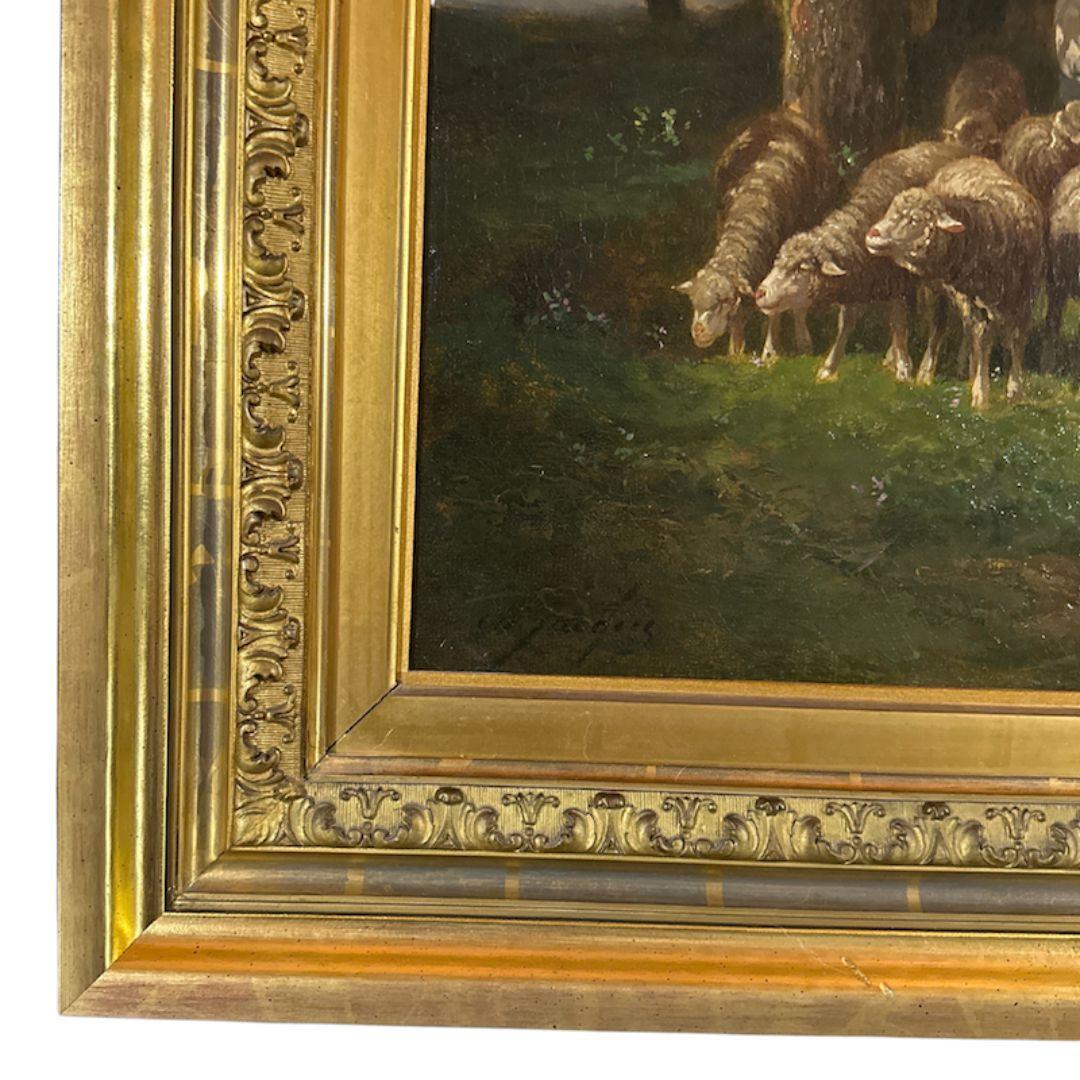 Barbizon School Antique Oil Painting On Canvas 1840s, Size : 20.50″x 25.75″ en vente 3