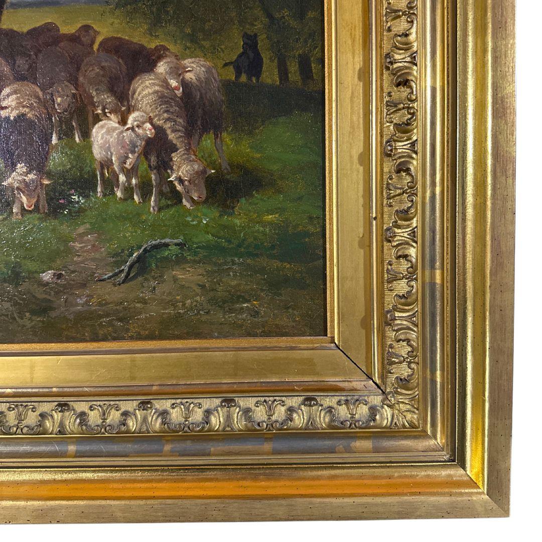 Barbizon School Antique Oil Painting On Canvas 1840s, Size: 20.50″x 25.75″ For Sale 1