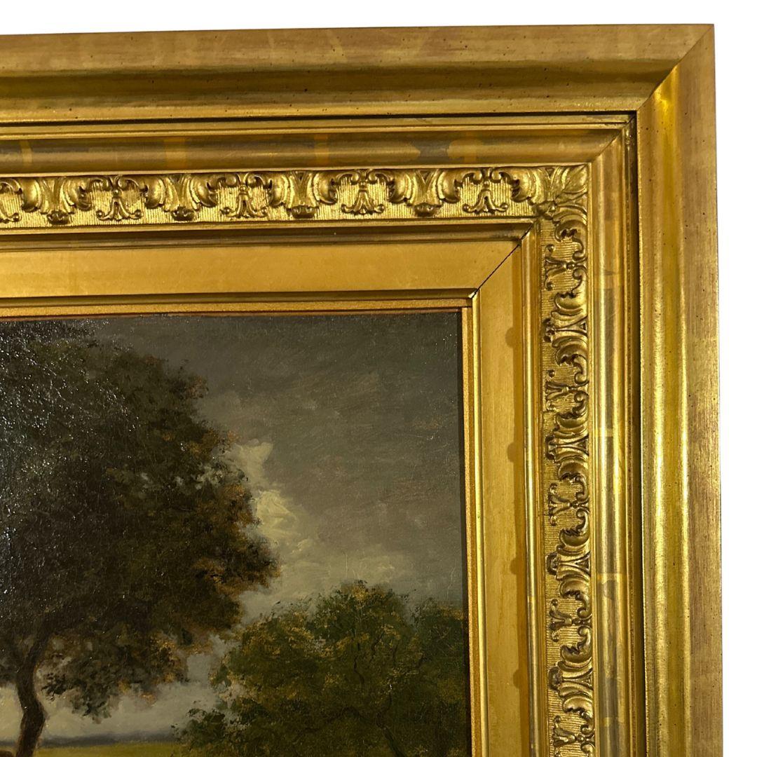 Barbizon School Antique Oil Painting On Canvas 1840s, Size: 20.50″x 25.75″ For Sale 3