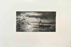 La Chasse aux Canards - Gravure à l'eau-forte de Charles Jacques - Années 1870