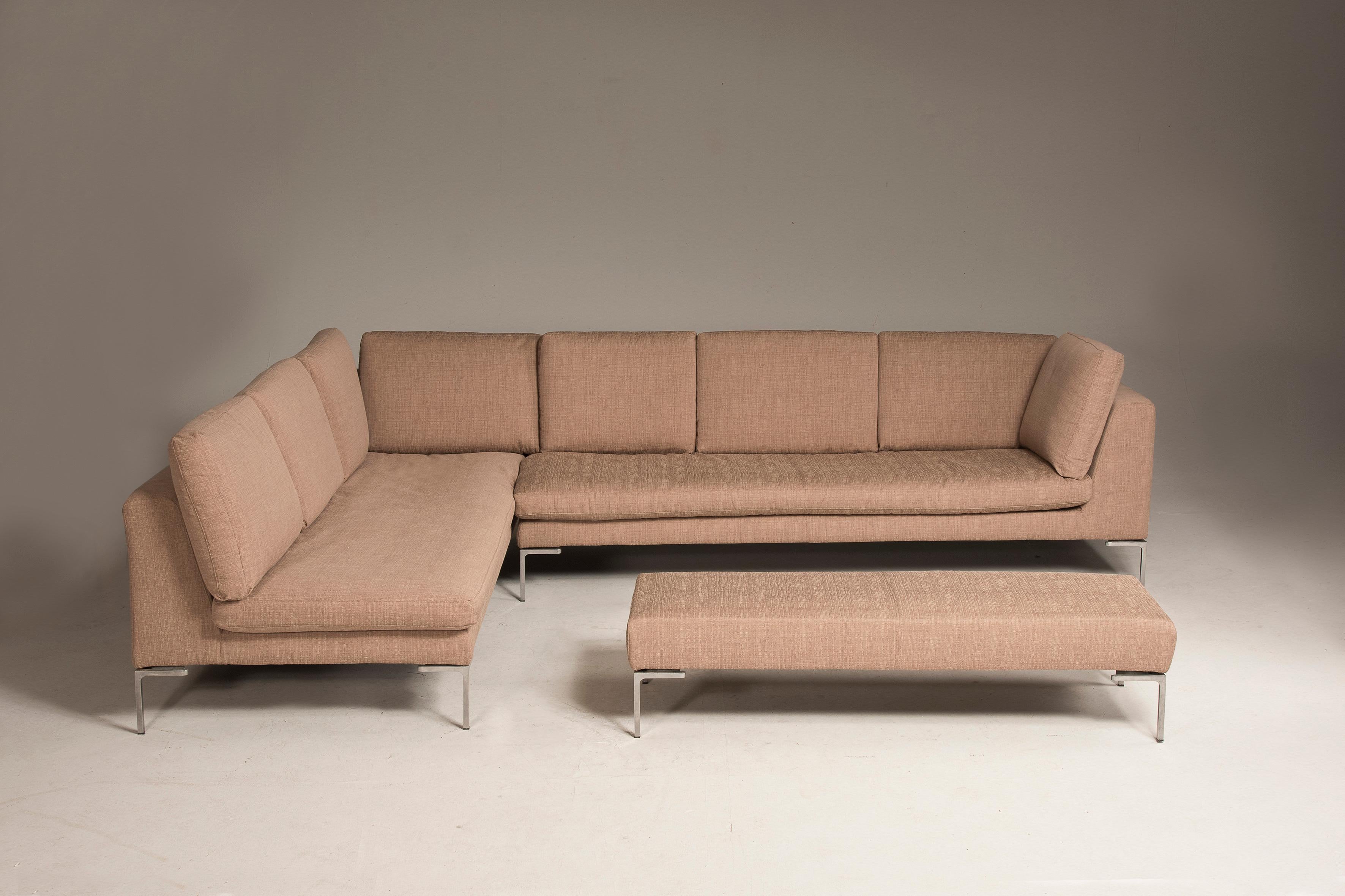 Modern Charles Model by Antonio Citterio for B&B Italia Beige Color Sofà and Bench Set