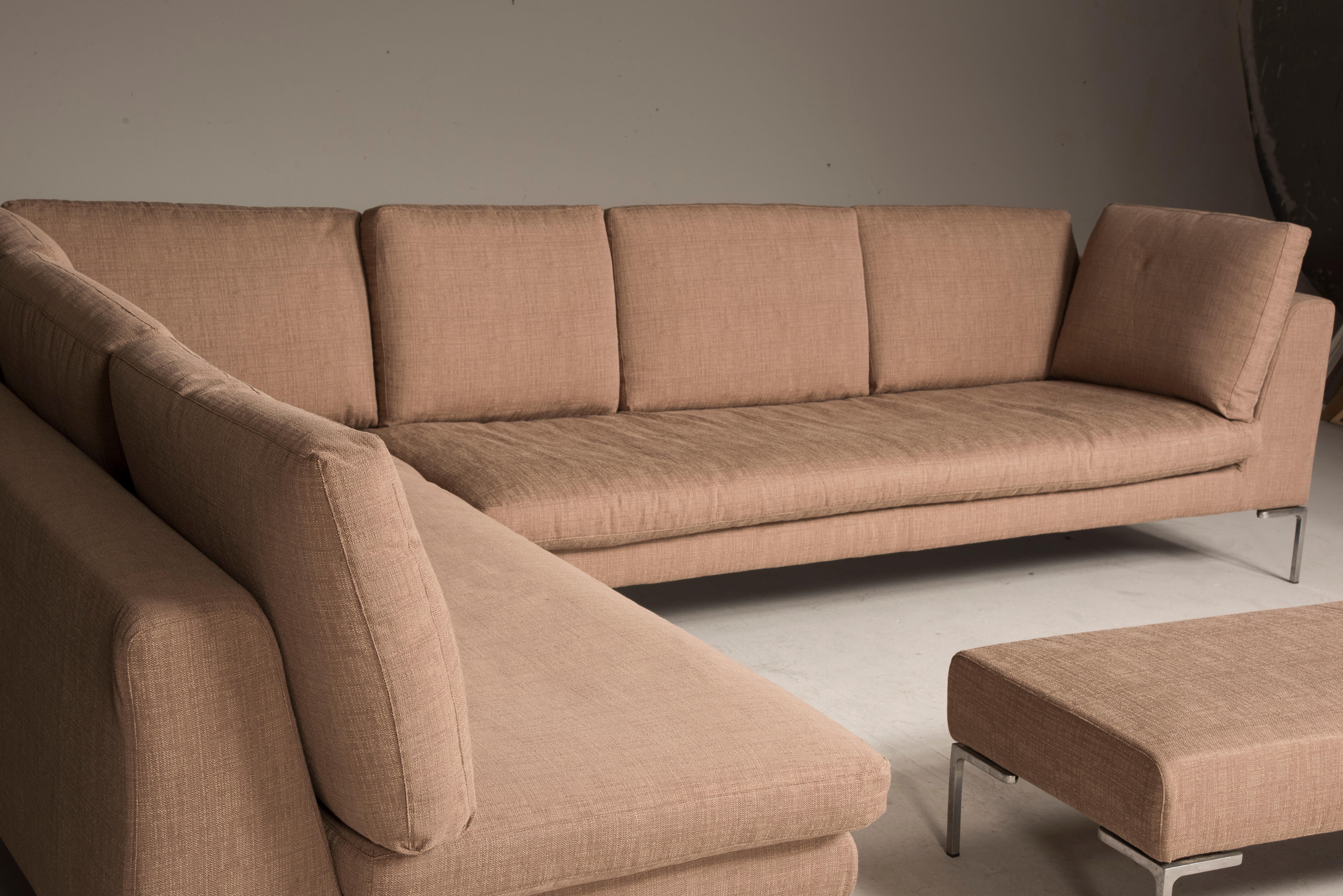 Late 20th Century Charles Model by Antonio Citterio for B&B Italia Beige Color Sofà and Bench Set