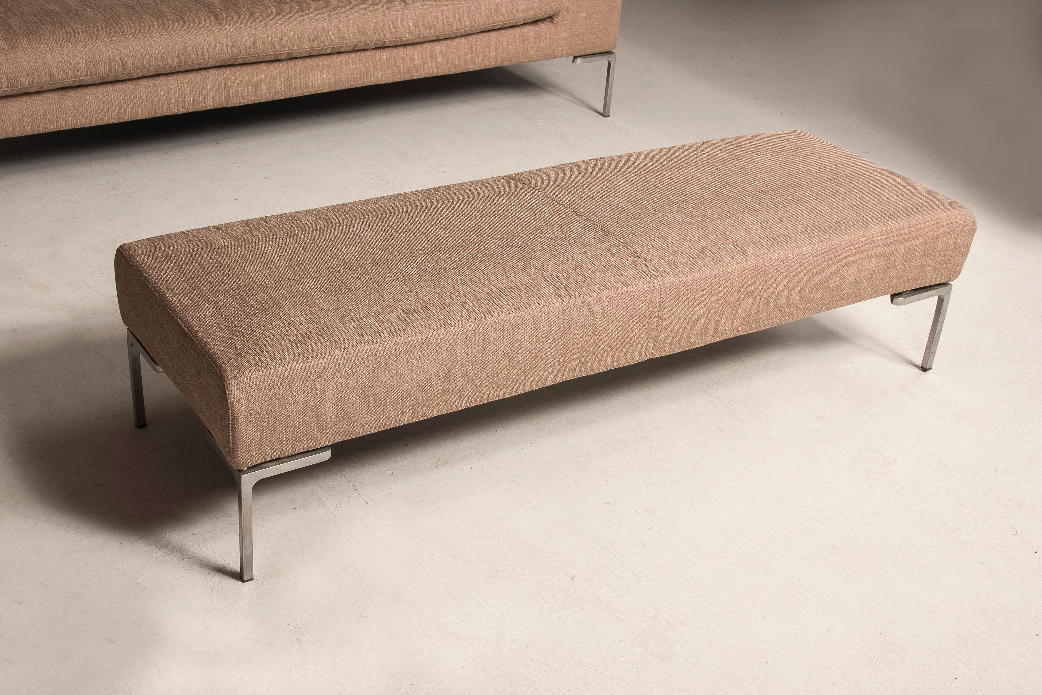 Steel Charles Model by Antonio Citterio for B&B Italia Beige Color Sofà and Bench Set