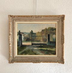 Impressionist Oil on Canvas: The Gate in the Countryside, 38x46 cm