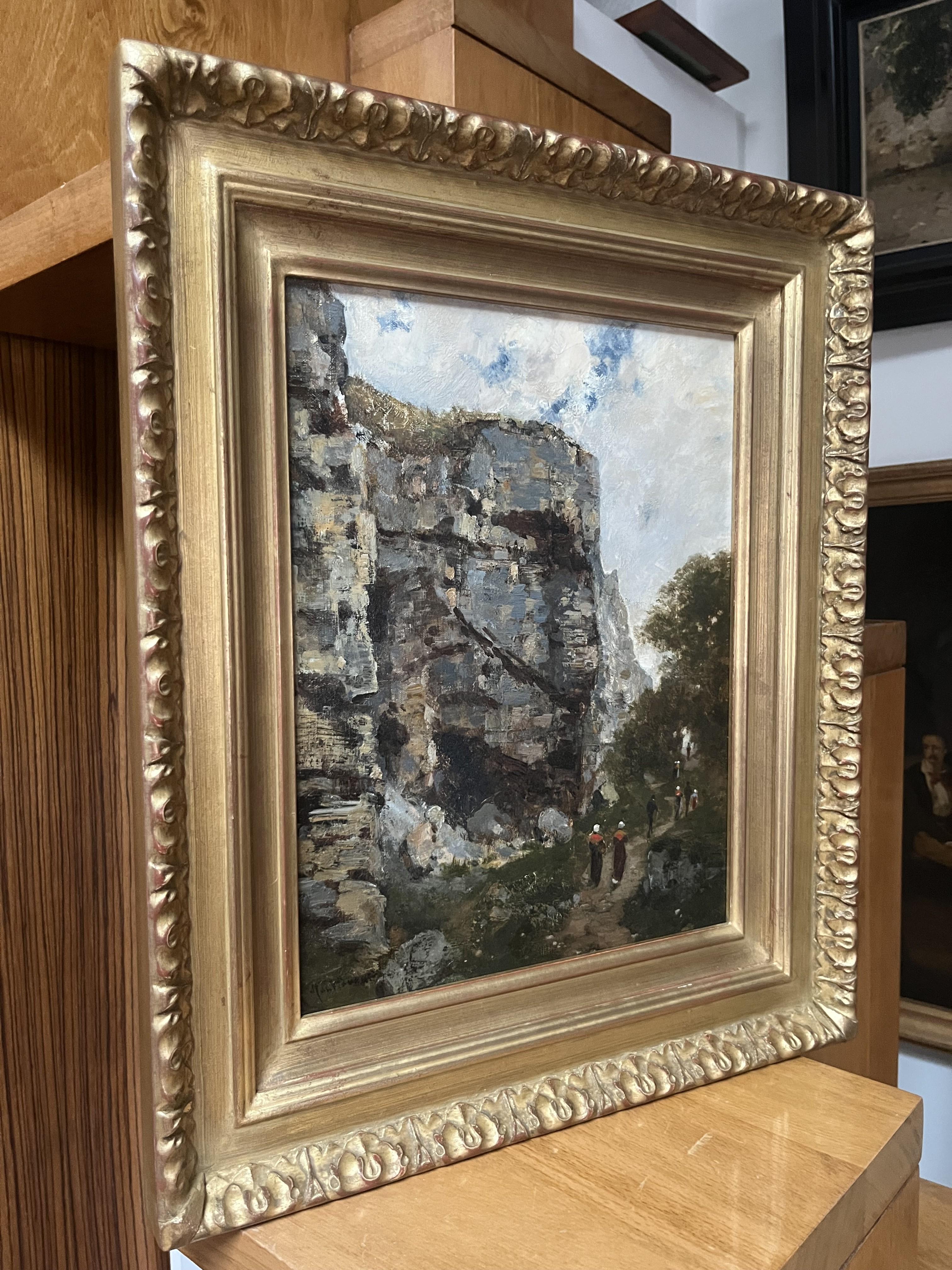 Charles Montlevault (1835-1897) Promeneurs le long d'une falaise, peinture à l'huile signée en vente 6