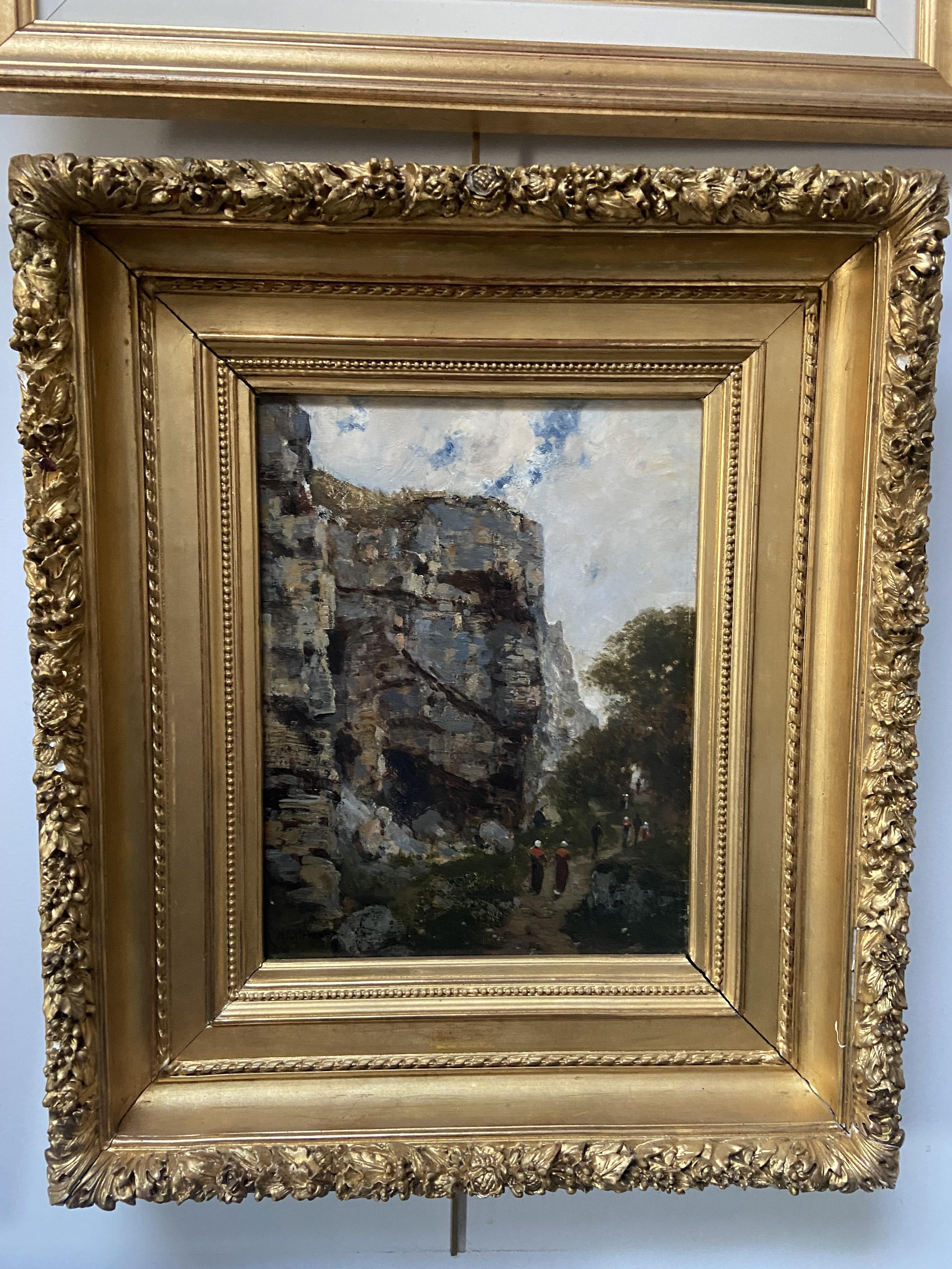  Charles Montlevault (1835-1897) Walkers le long d'une falaise, peinture à l'huile signée en vente 2