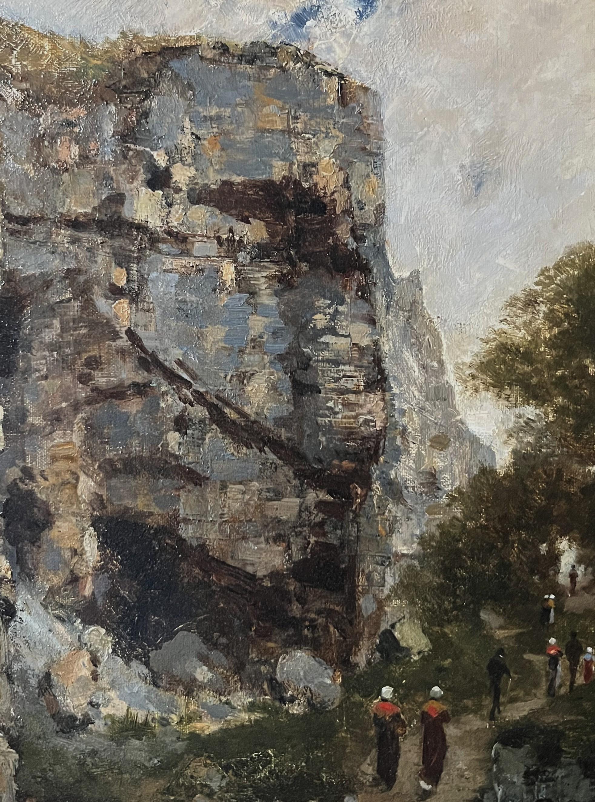 Charles Montlevault (1835-1897) Promeneurs le long d'une falaise, peinture à l'huile signée en vente 2