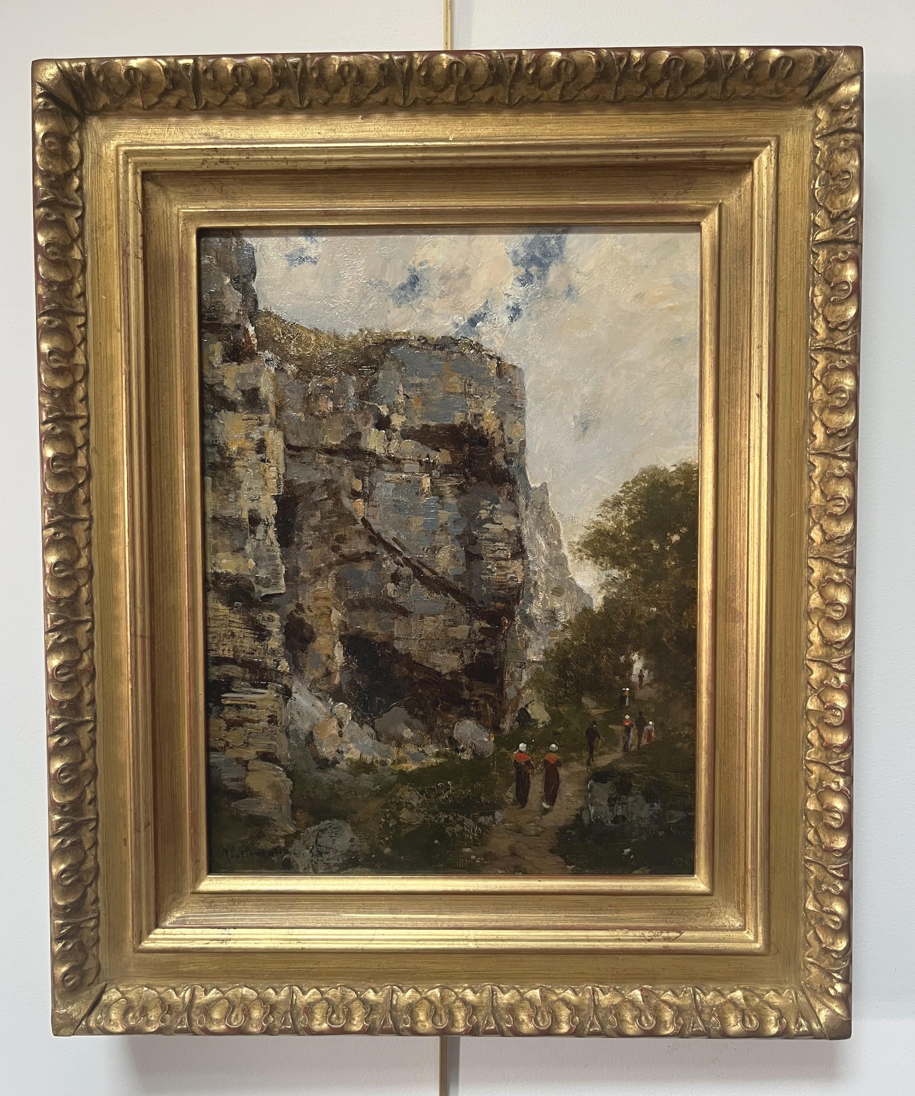 Charles Montlevault (1835-1897) Promeneurs le long d'une falaise, peinture à l'huile signée en vente 3