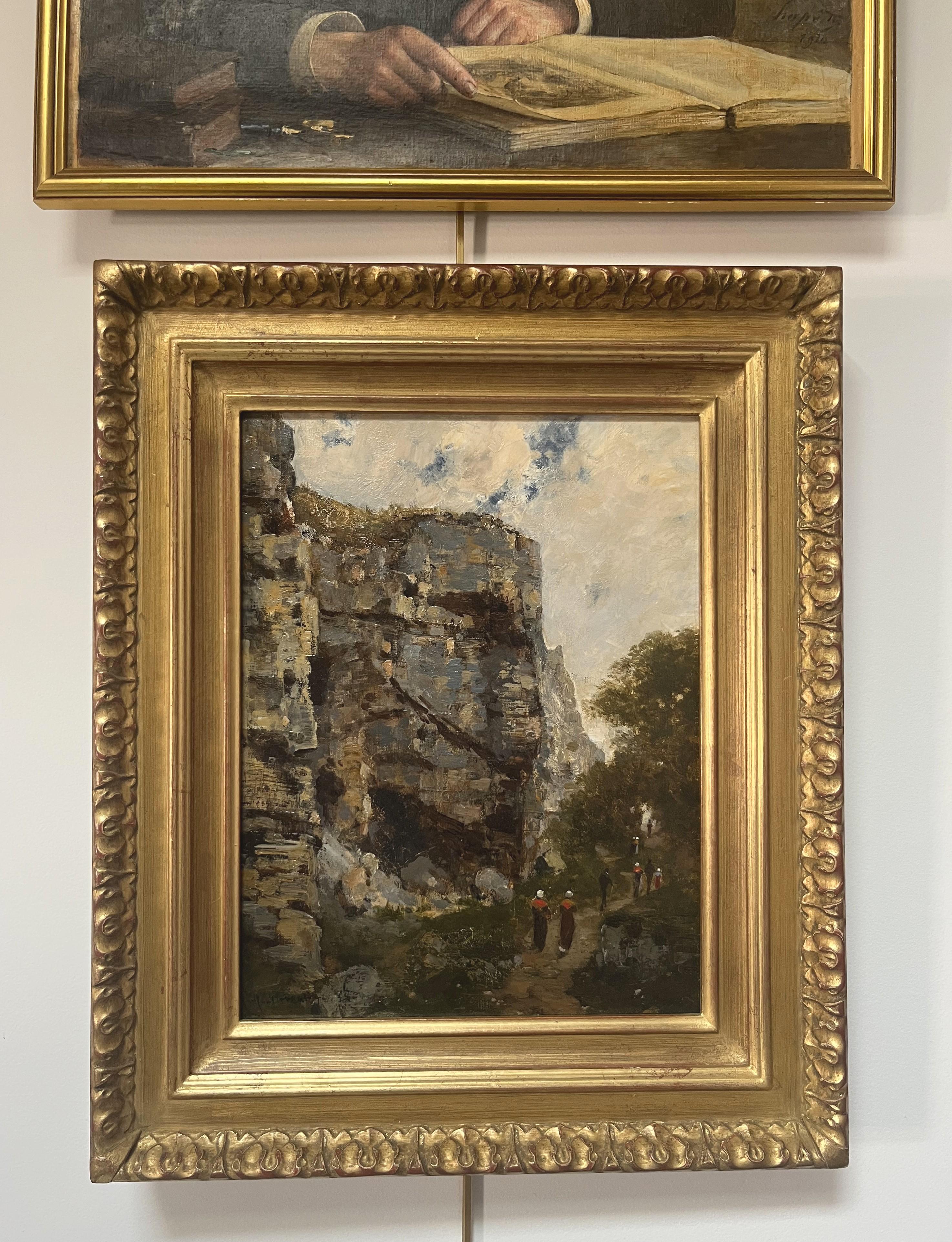 Charles Montlevault (1835-1897) Promeneurs le long d'une falaise, peinture à l'huile signée en vente 4