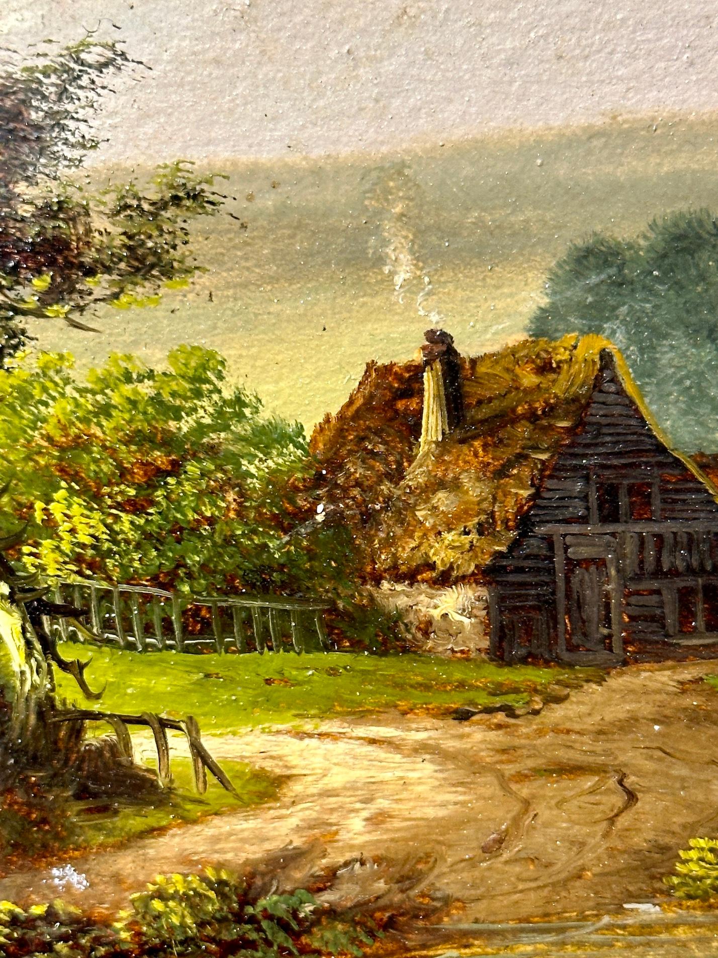 Paesaggio inglese del XIX secolo, con un cottage, uno stagno e degli alberi.

Questo squisito paesaggio inglese vittoriano del XIX secolo di Charles Morris, del 1890 circa, cattura magnificamente il fascino idilliaco dell'Inghilterra rurale di