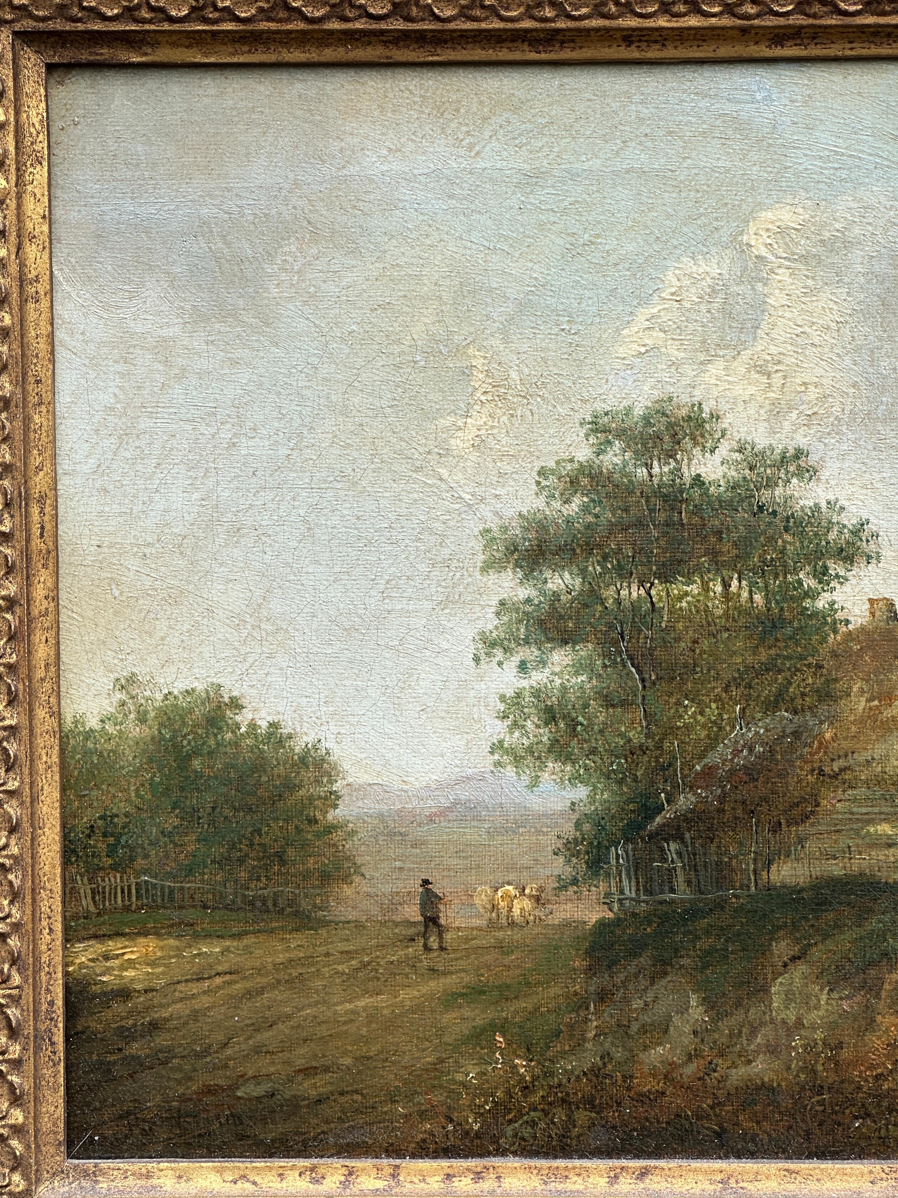 Paisaje inglés del siglo XIX con Cottage - Painting Victoriano de Charles Morris