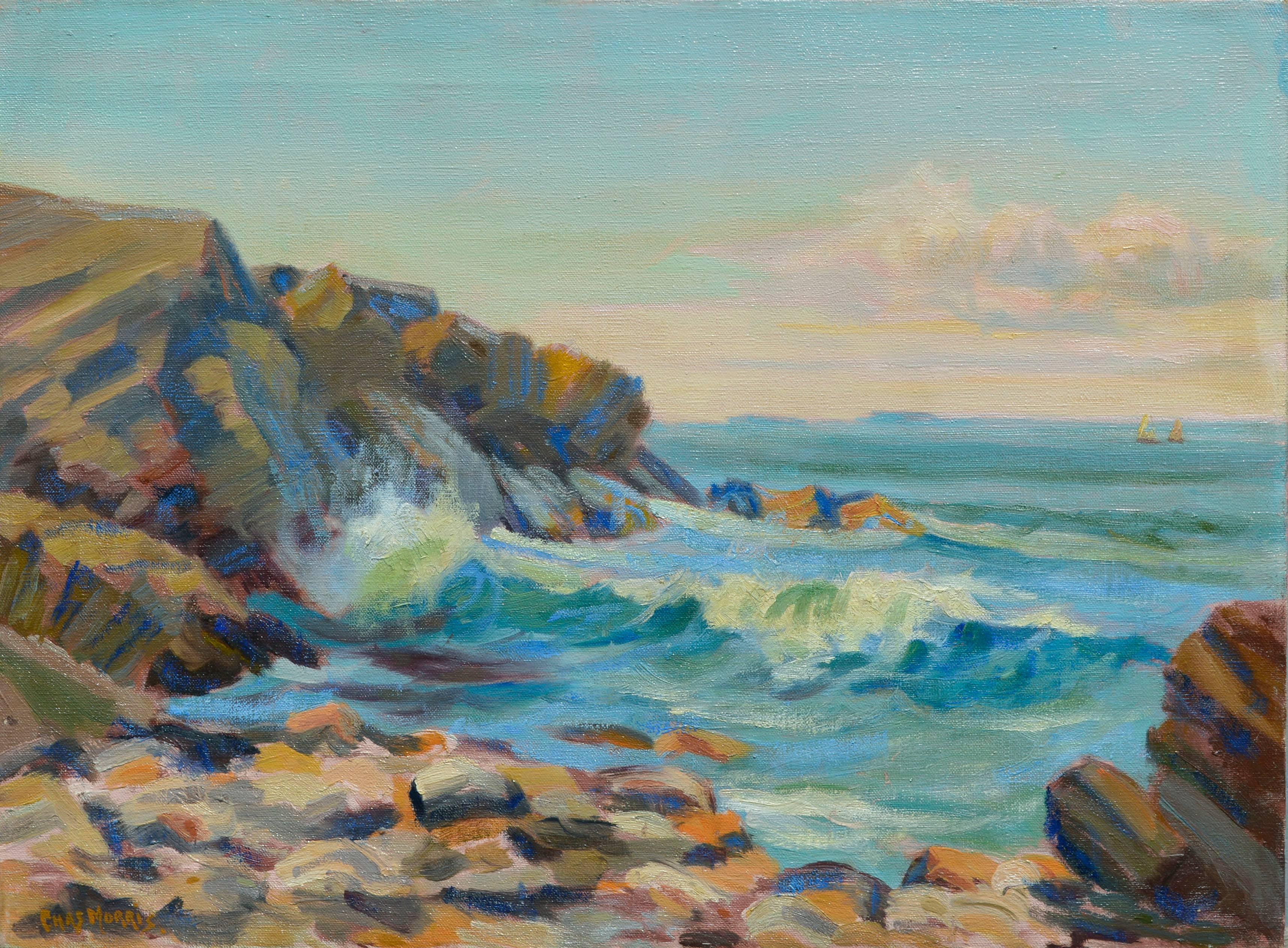 Charles Morris Landscape Painting - Rugged California Coast  - 1930's Seascape 