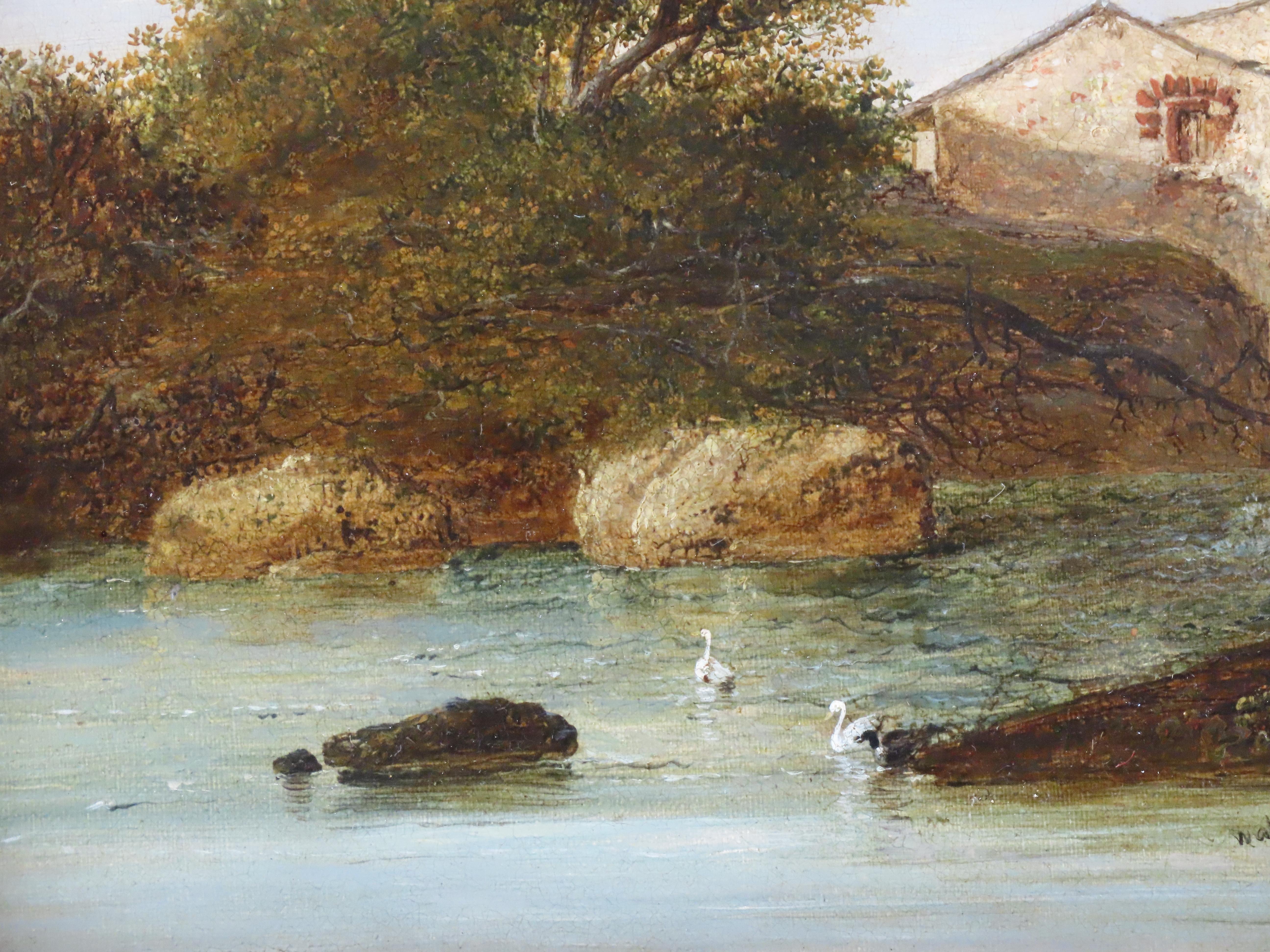 Charles Morris senior, der zwischen 1850 und 1881 aufblühte.
Maler rustikaler Landschaften, oft Mühlenbilder, ganz im Sinne der Norwich-Schule. Vater von CHarles Greville Morris R.B.A.

Schöner Originalrahmen. 
Signiertes Öl auf Leinwand. 
12 x 10