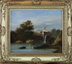 Original Oil on Canvas, Charles Morris senior. "A Water Mill on the Lymm"
