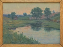 1893 American Tonalist Impressionist Moonlit Landscape
