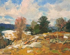 American Impressionist Cape Ann School Art Charles Movalli Landscape Scene