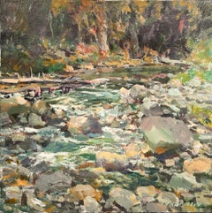 Artist Charles Movalli (1945-2016) "Mountain Stream" Landscape Painting