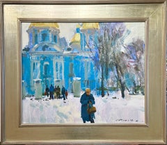 L'artista di Gloucester Charles Movalli (1945-2016) dipinge il paesaggio "Madre Russia".