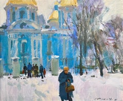 Gloucester Artist Charles Movalli (1945-2016) Landscape Painting "Mother Russia"