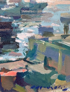 « Gloucester Pier », artiste de Cape Ann Charles Movalli, Gloucester Boating Pier