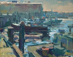 "Gloucester Pier" - Cape Ann Artist Charles Movalli, Gloucester Boating Pier