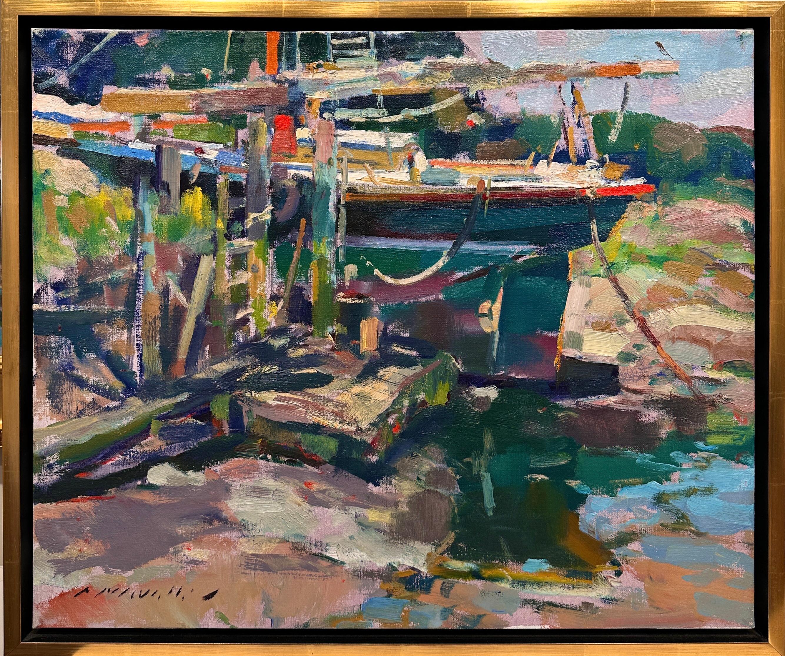 In the Harbor done by artist Charles Movalli (1945-2016) For Sale 1