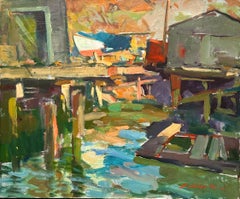 Retro Gloucester Artist Charles Movalli "Low Tide" 