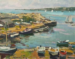 „Pigeon Cove“ – Charles Movalli-Gemälde, beliebte Rockport-Gemälde, Landschaft 
