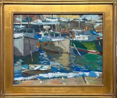 "Three Hulls" - Colorful Boats, Impressionistic, Seascape